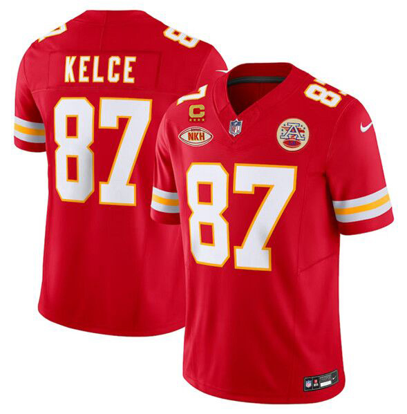 Men’s Kansas City Chiefs #87 Travis Kelce Red 2024 F.U.S.E. With "NKH" Patch And 4-star C Patch Vapor Untouchable Limited Stitched Jersey